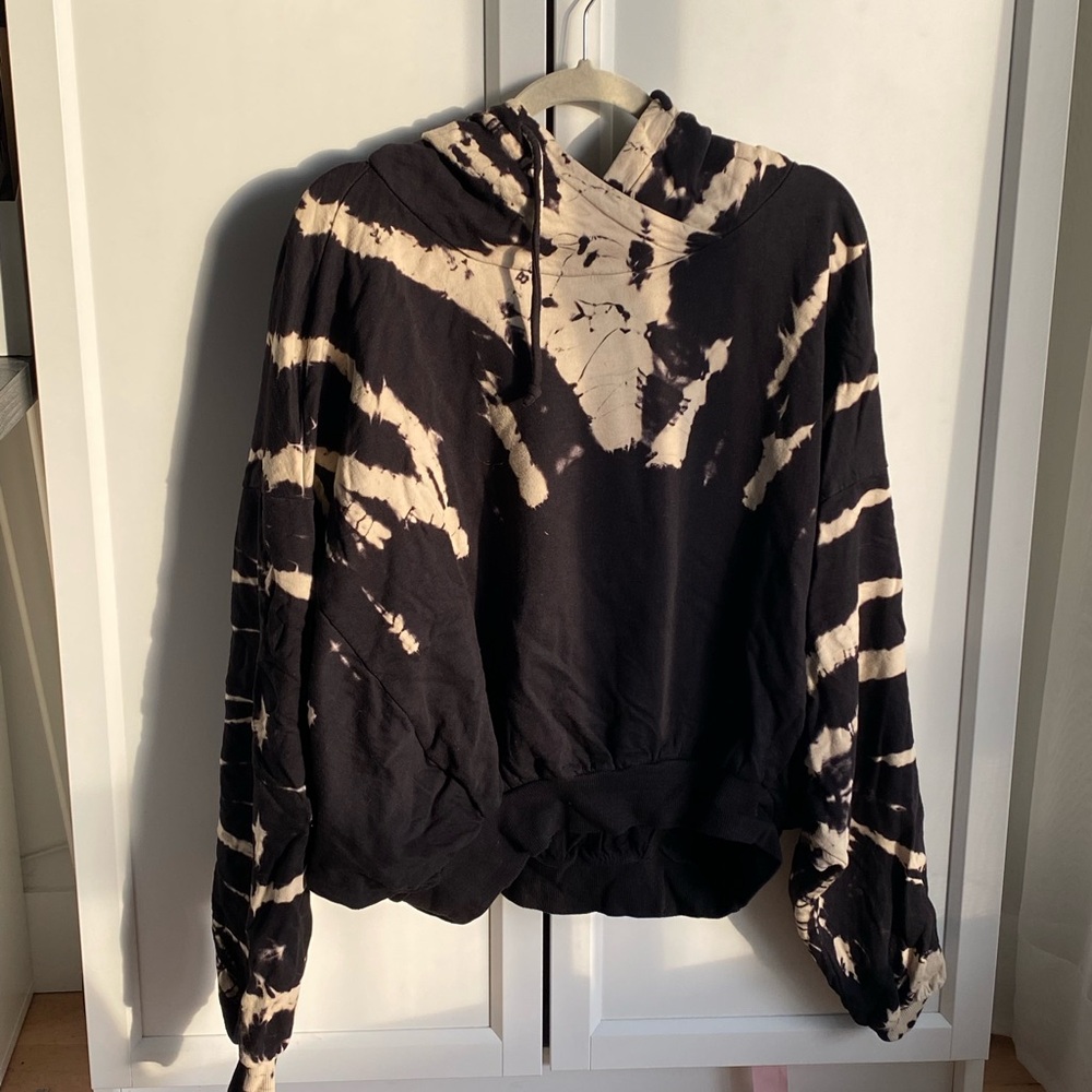 Young Fabulous & Broke Black and Cream Tie-Dye Cowl Neck Sweater